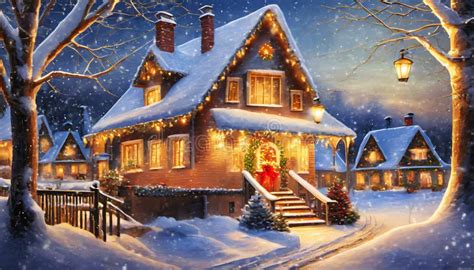 Christmas snowy village stock illustration. Illustration of resort ...