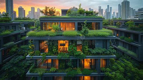 Apartment Building with Green Roof Stock Image - Image of architecture ...