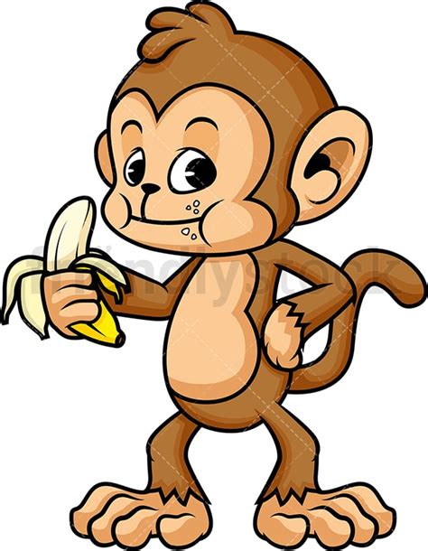 Monkey Eating Banana Cartoon Clipart Vector Illustration Cartoon ...