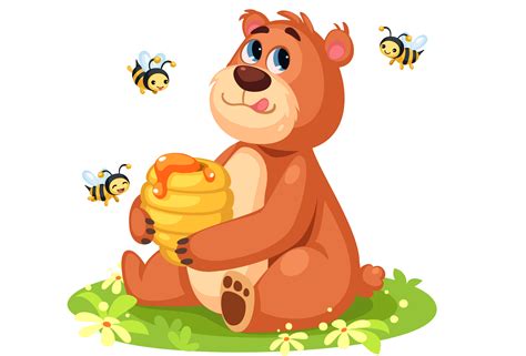 Cute bear cartoon holding a honey bee hive 619020 Vector Art at Vecteezy