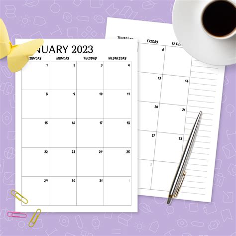 Simple Monthly Calendar Template Printable PDF - YearlyCalendars.net