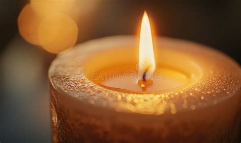 Close-up of a Flickering Candle Flame Casting a Warm Glow Stock Photo ...