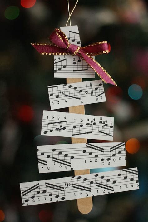 Christmas Tree Sheet Music Ornaments for Kids to Make - Happy Hooligans