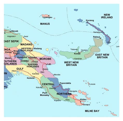 Detailed administrative map of Papua New Guinea | Papua New Guinea ...