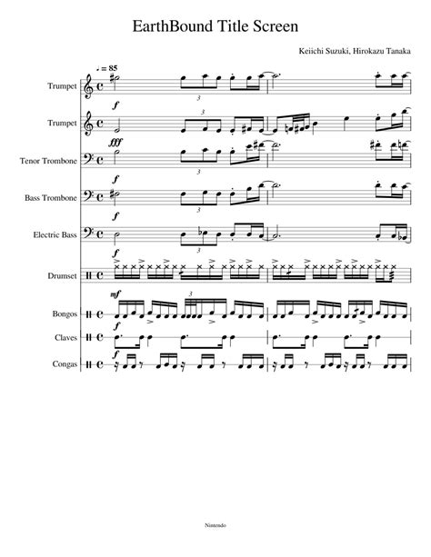 EarthBound Title Screen Sheet music for Trombone tenor, Trombone bass ...