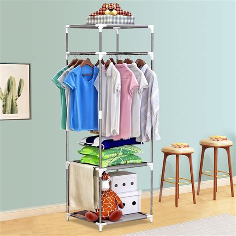 3-Tier Garment Rack Simplicity Metal Clothes Hanger Shoe Organizer ...