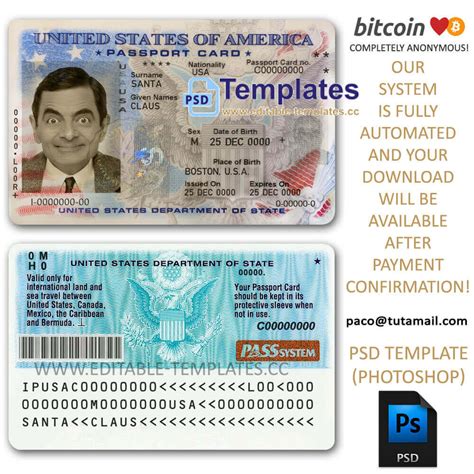 Us Passport Card Template Editable Templates