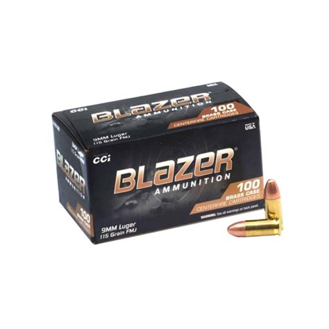 CCI Blazer Brass 9mm 115gr 100 Round Bulk Pack