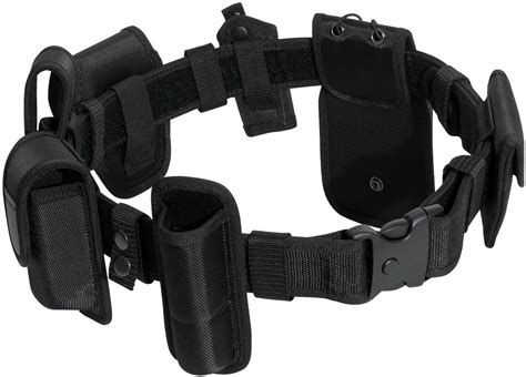 Black Deluxe Duty Belt & 7 Tactical Pouches Heavy Duty Law Enforcement ...