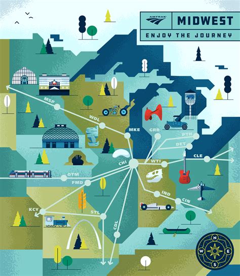 Amtrak Midwest routes. Map Design, Graphic Design, Cle, Midwest, Route ...