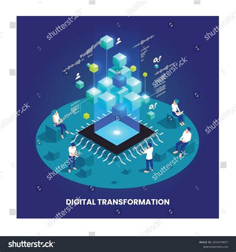 Digital Transformation Isometric Design Logo Stock Vector (Royalty Free ...