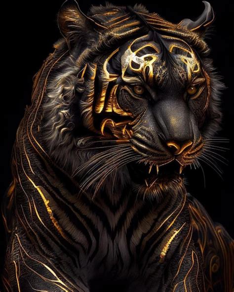 Premium Photo | A tiger with gold and black stripes