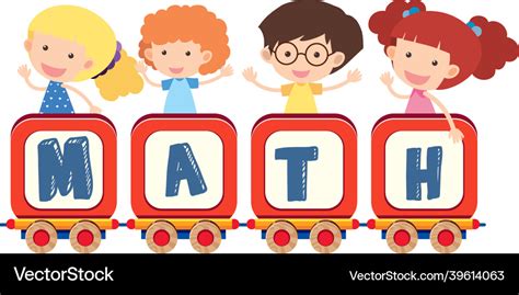 Math font banner with cartoon kids Royalty Free Vector Image