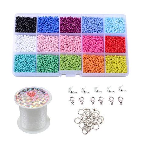 7500Pcs Seed Bead Kit Jewelry Making Kit Assorted Glass Seed Beads ...