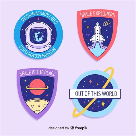 Free Vector | Cute space stickers pack