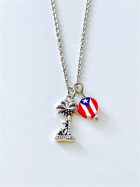 Puerto Rico Flag Necklace Stainless Steel Chain Bandera | Etsy