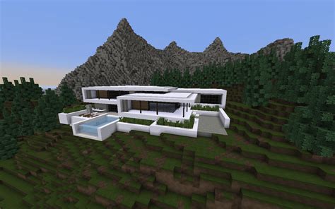 Modern mountain house I built a while ago : Minecraft