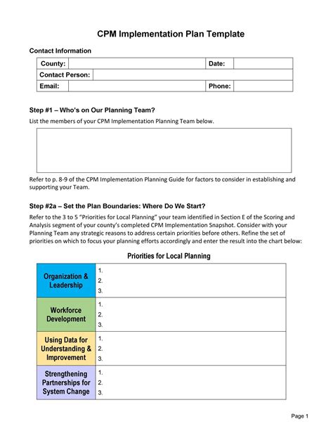 Free Implementation Plan Template