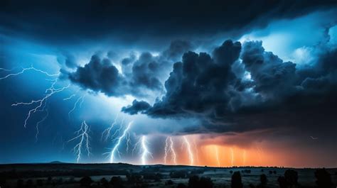 Premium AI Image | lightning storm in the sky