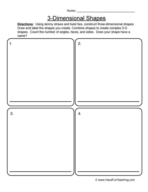 Drawing 3D Shapes Worksheet - Have Fun Teaching