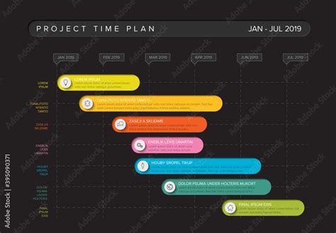 Gantt Project Production Timeline Graph Dark Stock Template | Adobe Stock