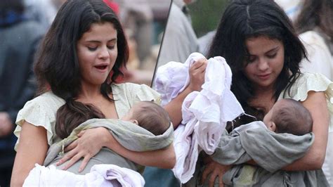 Playing Mommy! Selena Gomez Holds Baby On Set Of New Film In Dubious Battle