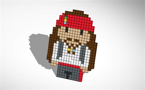 3D design Capt. Jack sparrow pixel art | Tinkercad