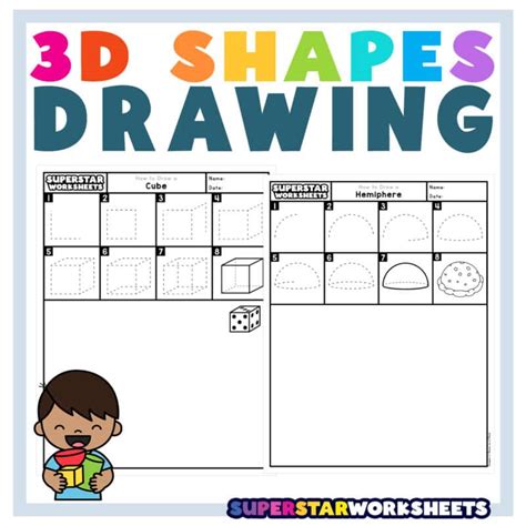 3D Shapes Drawing - Superstar Worksheets