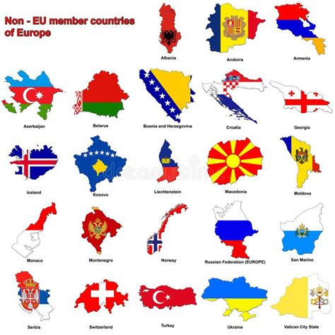 Non - EU countries flag maps. Flag maps of all the non - member ...