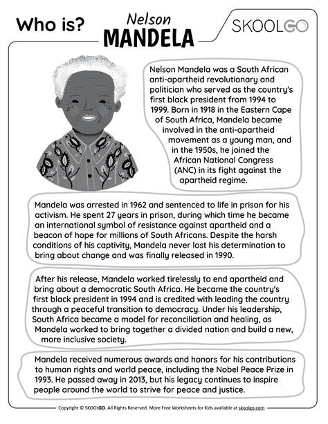 Who Is Nelson Mandela? - Free Worksheet for Kids - SKOOLGO