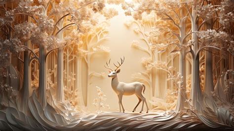 Premium AI Image | modern 3d interior mural stag wall art dark and ...