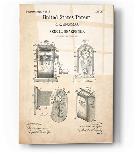 Williston Forge Pencil Sharpener Patent Parchment - Print | Wayfair