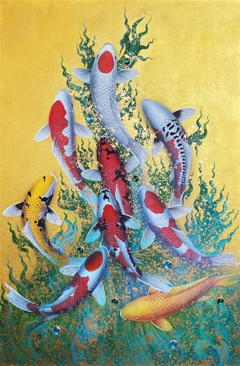 9 Koi Fish Artwork For Prosperity and Money Wealth | Royal Thai Art