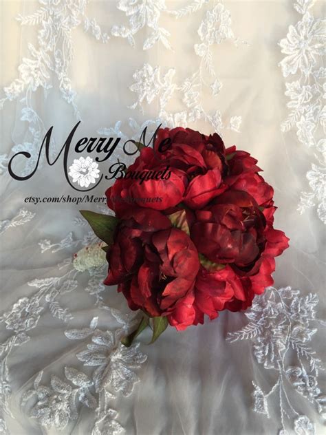 Red Peony Bouquet Silk Peony Bouquet Red Bouquet Red - Etsy