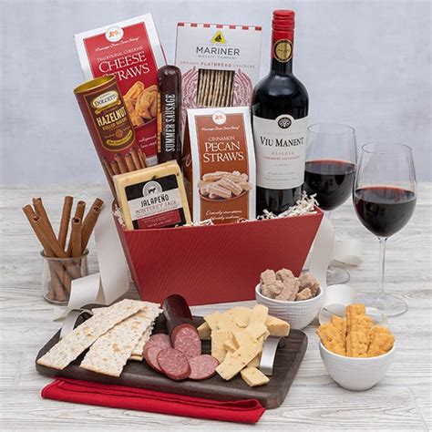 Wine and Cheese Gift Basket - Red by GourmetGiftBaskets.com