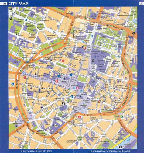 Large detailed travel map of central part of Munich city | Vidiani.com ...