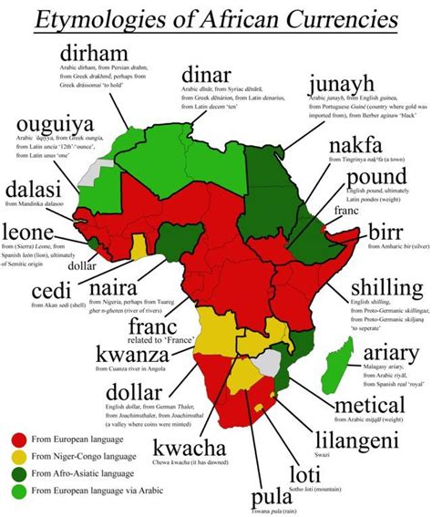 The etymology of African Currency names : r/MapPorn