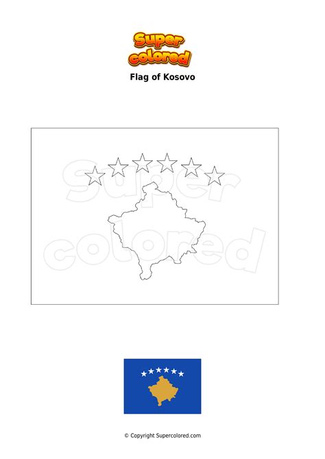 Coloring page Flag of Kosovo - Supercolored.com