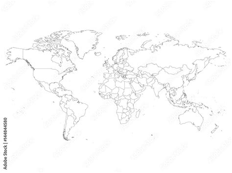 World Map Outline With Country Borders