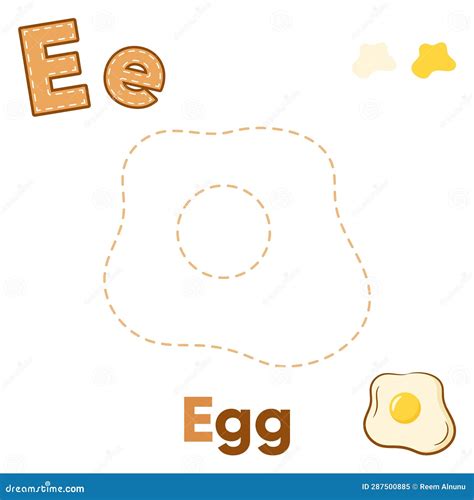 English Alphabet Letter E with Trace and Color Egg Drawing Stock Vector ...