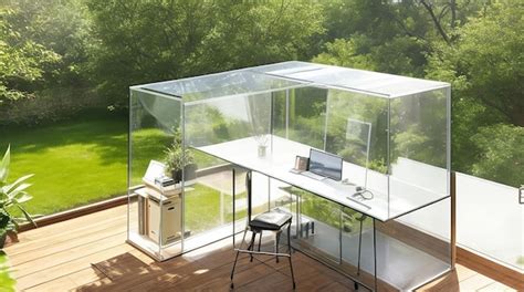 Premium AI Image | A home office with a transparent solar powered desk