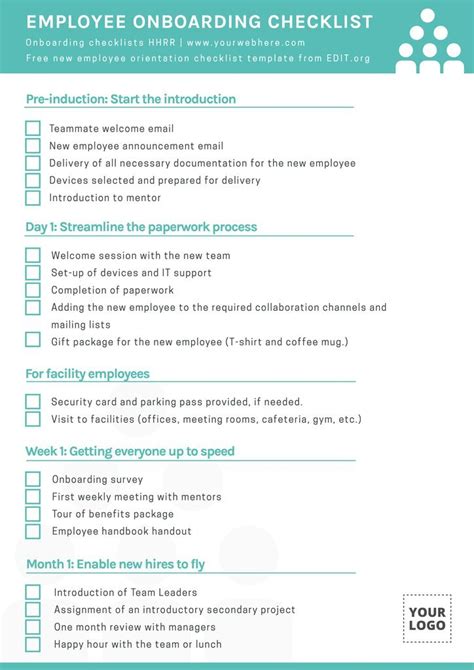 Free Employee Onboarding Checklist Template - prntbl ...