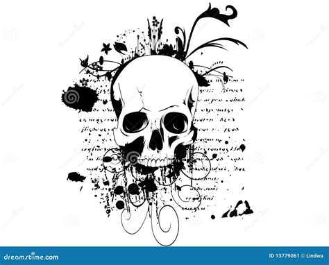 Skull on a Grunge Background Stock Vector - Illustration of floral ...