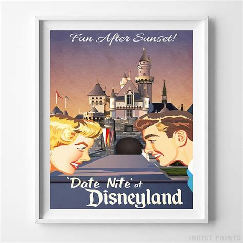 Disneyland Art Date Nite Disneyland Vintage Disney Poster | Etsy