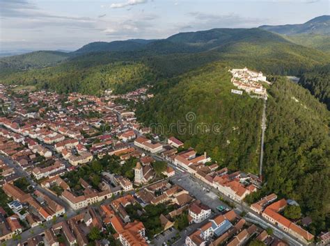 Aerial View of Rasnov Fortress Near the City of Brasov in Romania Stock ...