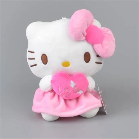 Pink Heart Hello Kitty Stuffed Plush Toy, Baby Kids KT Doll Gift Free ...