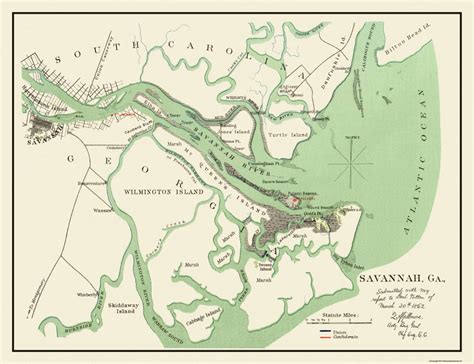 Old City Map - Savannah Georgia - 1862 In Printable Map Of Savannah ...