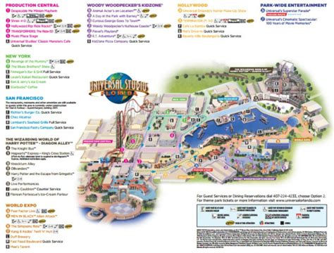 Universal Studios Printable Map