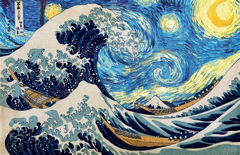 Vincent van Gogh, Hokusai, Starry night, The Great Wave off Kanagawa HD ...