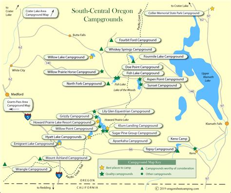 South-Central Oregon Campground Map